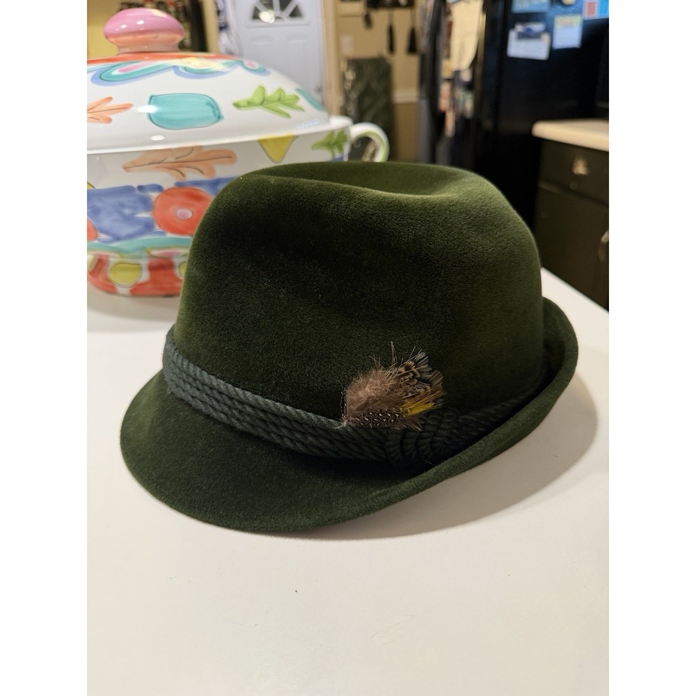 RARE VINTAGE P. & C. Habig Collins Wien Green Fedora With Rope Oktoberfest Hat